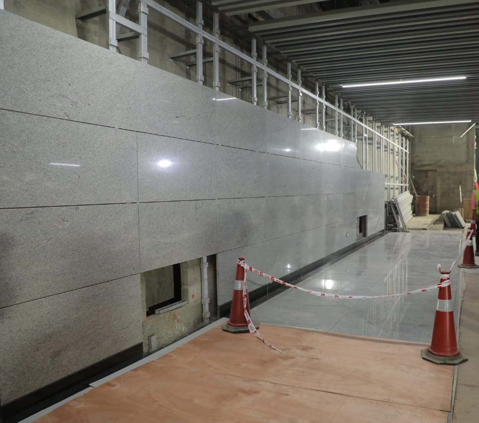Granite Installation work in progress at SEEPZ Metro Station